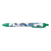 Stylo Noir Papillons volants bleus Morpho (Bas)