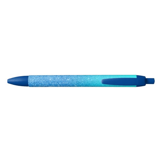 Stylo Noir Parties scintillant Aqua Blue Ombre personnalisée (Dos)