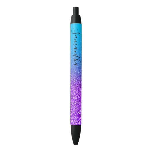 Stylo Noir Parties scintillant Aqua Blue Violet Ombre personn (devant Vertical)