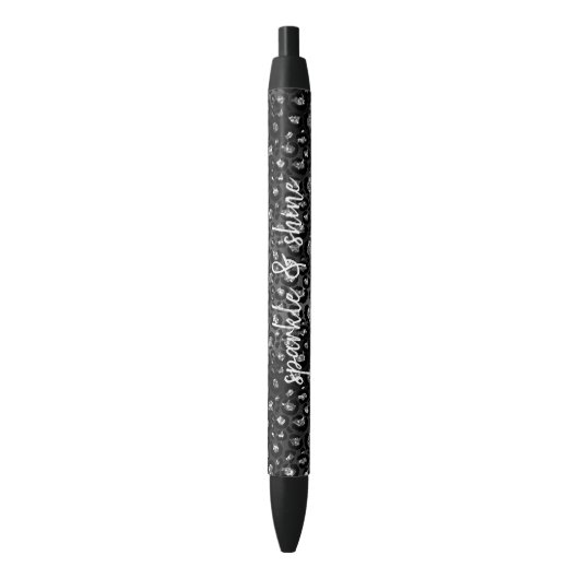 Stylo Noir Parties scintillant Black Silver Empreinte de léop (devant Vertical)