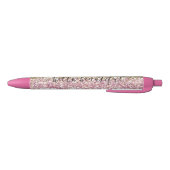 Stylo Noir Parties scintillant Confetti rose or Personnalisée (Bas)