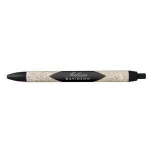 Stylo Noir Parties scintillant d'or Champagne et Glamour