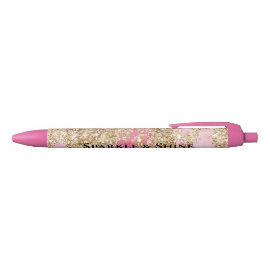 Stylo Noir Parties scintillant d'or rose fille (Haut)