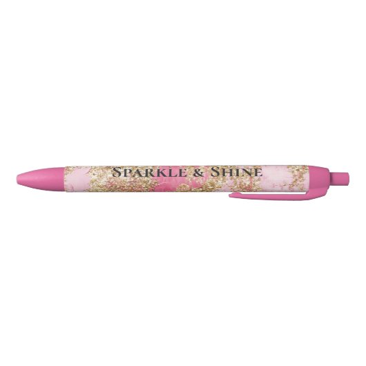 Stylo Noir Parties scintillant d'or rose fille (Bas)