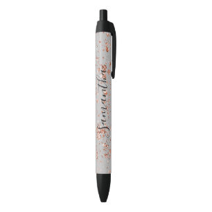 Stylo Noir Parties scintillant d'or Rose gris personnalisée