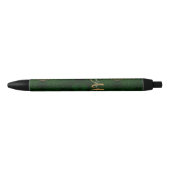 Stylo Noir Parties scintillant d'or vert chic Agate Monogramm (Devant)