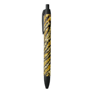 Stylo Noir Parties scintillant d'or Zebra