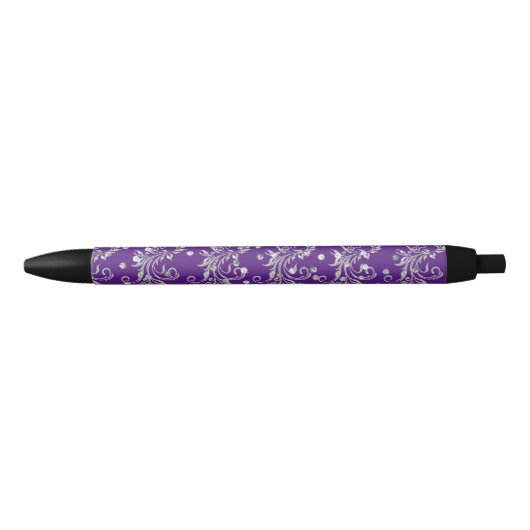 Stylo Noir Parties scintillant en argent, Bling, Purple Custo (Devant)