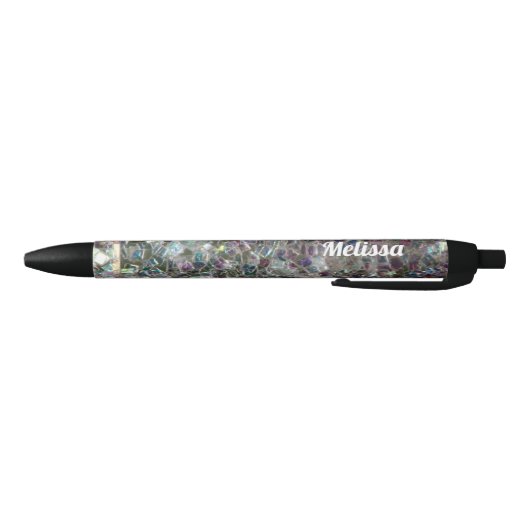 Stylo Noir Parties scintillant en mosaïque gris argenté Perso (Bas)