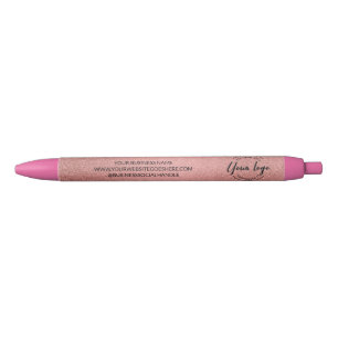 Stylo Noir parties scintillant en or rose imprimé Site du log