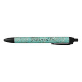 Stylo Noir Parties scintillant Feuille verte tropicale person (Bas)