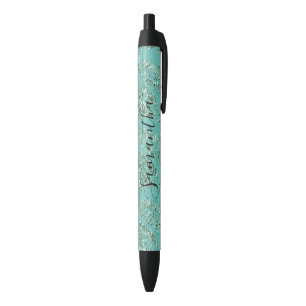 Stylo Noir Parties scintillant Feuille verte tropicale person