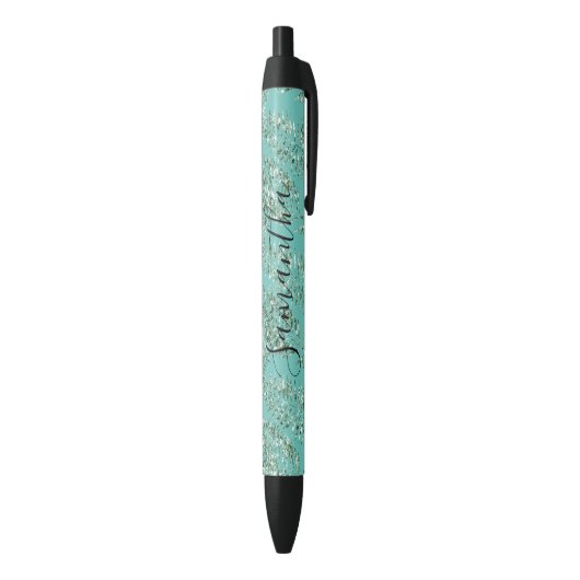 Stylo Noir Parties scintillant Feuille verte tropicale person (Bas (Vertical))