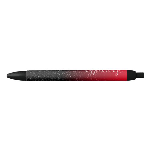 Stylo Noir Parties scintillant Ombre rouge rouge personnalisé (Devant)