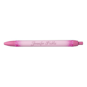 Stylo Noir Parties scintillant rose brillant Modèle de nom p