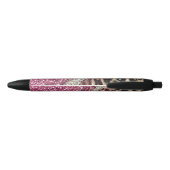 Stylo Noir Parties scintillant rose Empreinte de léopard chic (Dos)