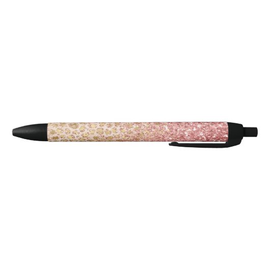 Stylo Noir Parties scintillant rose Empreinte de léopard d'or (Bas)