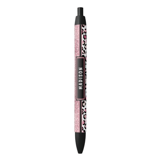 Stylo Noir Parties scintillant rose Empreinte de léopard Shim (devant Vertical)