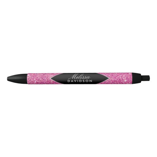Stylo Noir Parties scintillant rose et glamour (Devant)