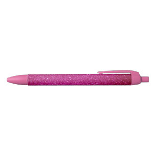 Stylo Noir Parties scintillant rose magenta Customisée