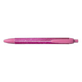 Stylo Noir Parties scintillant rose magenta Customisée (Dos)