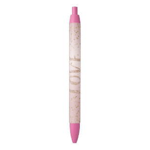 Stylo Noir Parties scintillant rose vif Love Gold Confetti