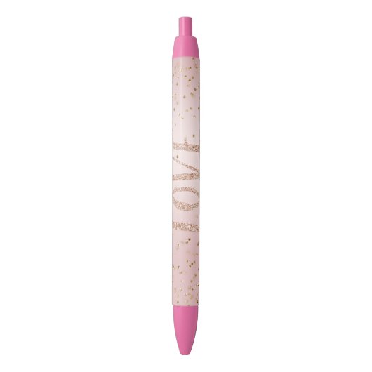 Stylo Noir Parties scintillant rose vif Love Gold Confetti (devant Vertical)