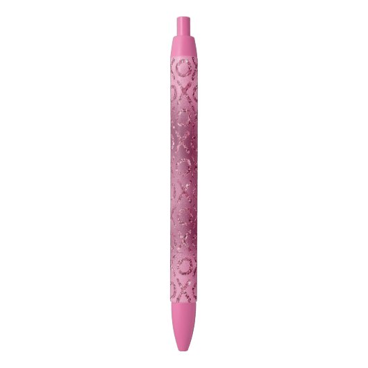 Stylo Noir Parties scintillant rose XOXO (devant Vertical)