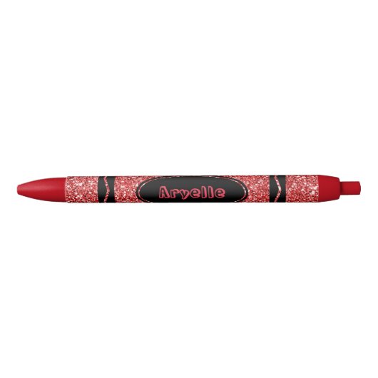 Stylo Noir Parties scintillant rouge classique Crayon Nom per (Devant)