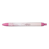 Stylo Noir parties scintillant violette en or monogramme rose (Devant)