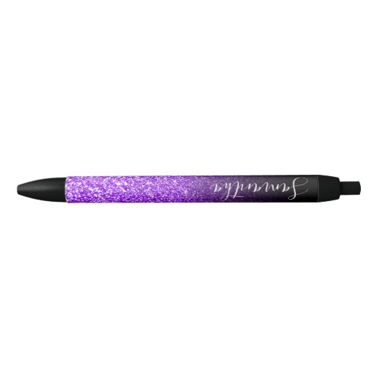 Stylo Noir Parties scintillant violette Ombre noir personnali (Devant)