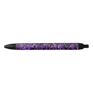 Stylo Noir Parties scintillantes pourpres