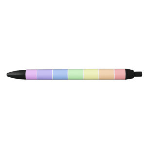 Stylo Noir Pastel Arc-en-ciel Motif à bandes colorées