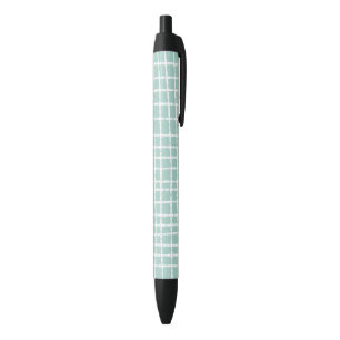 Stylo Noir Pastel Blue Check Motif lisse et élégant