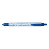 Stylo Noir Pastel Jolie Fleurs Bleues et Blanches (Dos)