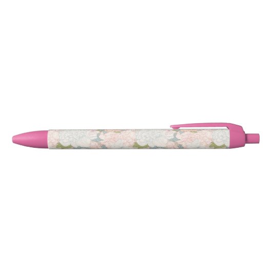 Stylo Noir Pastel Peony & Butterfly Flower Motif (Haut)