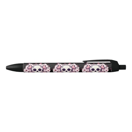 Stylo Noir Pastel Pink Skull and Crossbones (Haut)