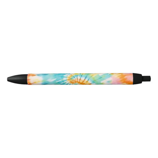 Stylo Noir Pastel Rainbow Tie Dye Spiral Pattern (Devant)