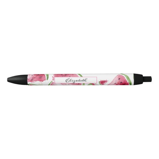 Stylo Noir Pastèque à l'aquarelle adorable (Devant)