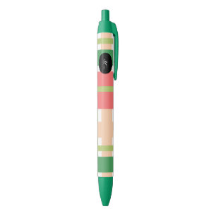 Stylo Noir Pastèque Fruit Carreaux Rose Vert