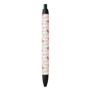 Stylo Noir Pastèques rouges, Coeurs, Grandes Pâtes, Motif d'é