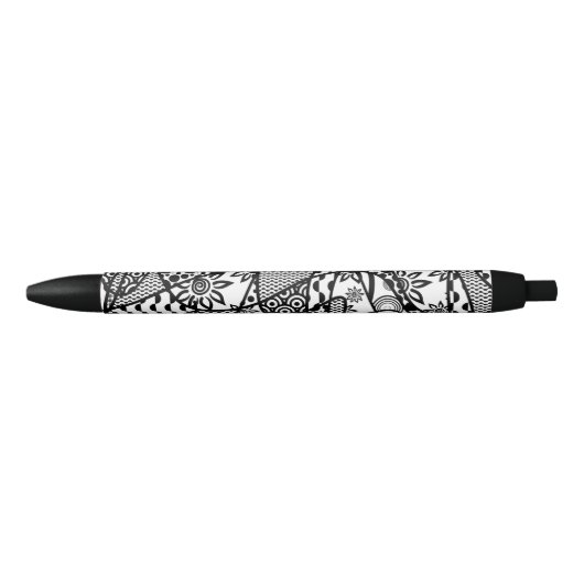 Stylo Noir Patchwork motif noir et blanc 03 (Devant)