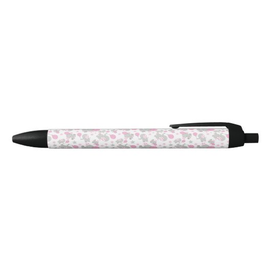 Stylo Noir Pattern of Elephants, Cute Elephants - Pink Gray (Haut)