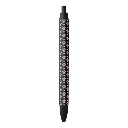 Stylo Noir Pattern of paws, Dog paws, Lilac paws, Hearts (devant Vertical)