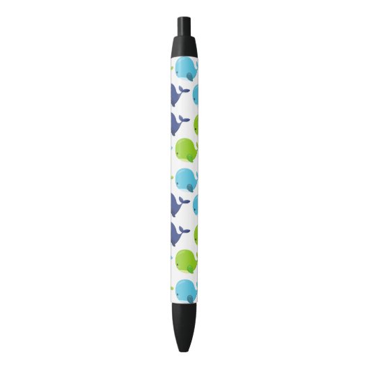 Stylo Noir Pattern of Whales, Cute Whales, Sea Animals (devant Vertical)