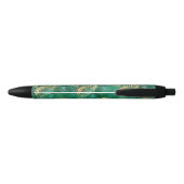 Stylo Noir Paume vert d'émeraude Feuilles dorées (Dos)