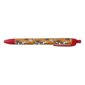 Stylo Noir Pavot orange sur blanc (Bas)