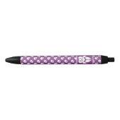 Stylo Noir Paw Chien Purple & Blanc Motif Et Monogramme Perso (Devant)