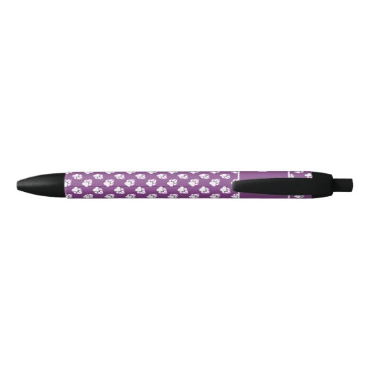 Stylo Noir Paw Chien Purple & Blanc Motif Et Monogramme Perso (Dos)