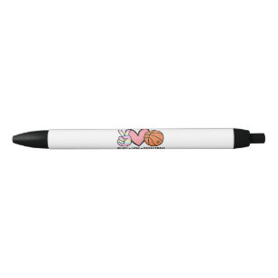 Stylo Noir Peace Love Basketball Coeur pour les Ados entre